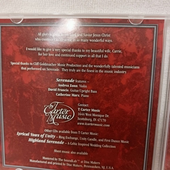 Serenade A Classical Wedding Collection T Carter CD BEAUTIFUL CEREMONY Music - Picture 4 of 6
